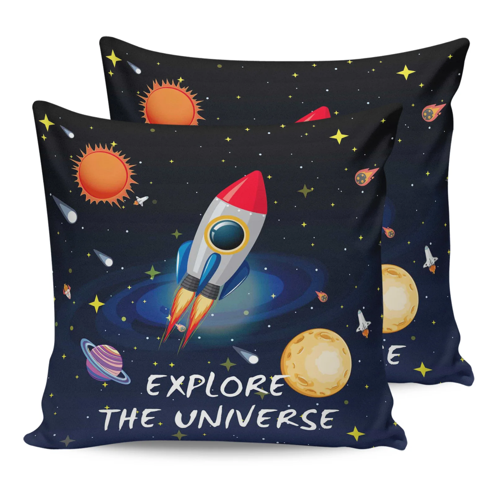 

2PC Pillowcase Space Universe Planet Rocket Sofa Cushion Cover Bed Dakimakura Pillow Cover House Home Decorative Pillow Cases