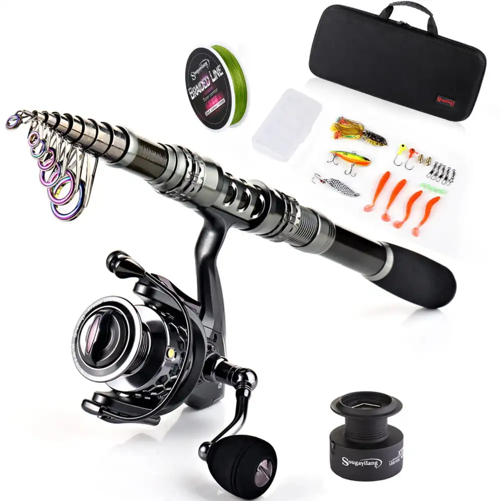Fishing Rod Combos Telescopic Fishing Pole and Spinning Reels Set enlarge
