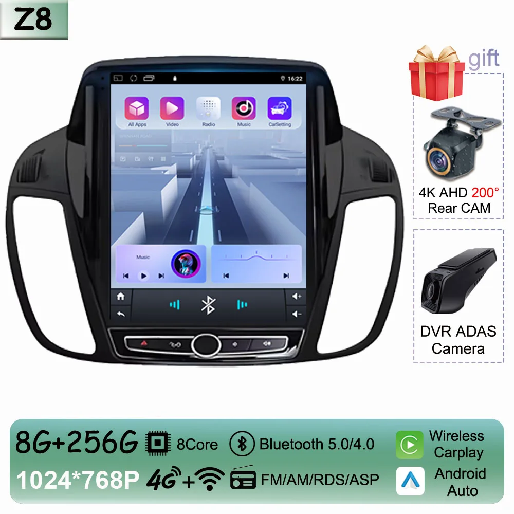 

9,7-дюймовый автомобильный радиоприемник Android 14 для Ford KUGA C-max Escape 2013-2019 Автомобильный сенсорный экран QLED Беспроводной стереоплеер CarPlay GPS BT