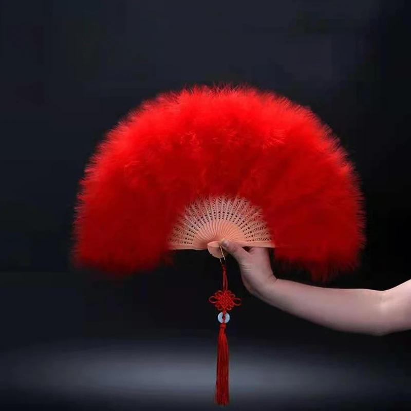 

Feather Folding Fan Japanese Sweet Fairy Girl Gothic Court Dance Hand Fan