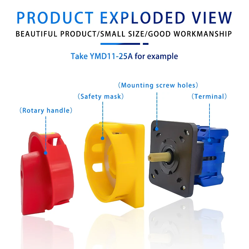 Фото YMD11-32A 3/4P 690 В переключатель изолятора ВКЛ-ВЫКЛ с блокировкой Pad, поворотный кулачковый отсоединительный переключатель высокого напряжения №4