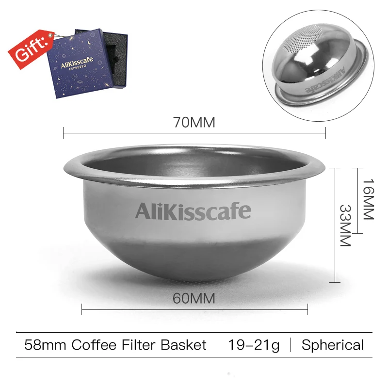 

AliKisscafe 58 мм корзина для фильтра для кофе сферическая точность для E61 Gaggia портафильтр аксессуары для эспрессо-машины инструменты для бариста