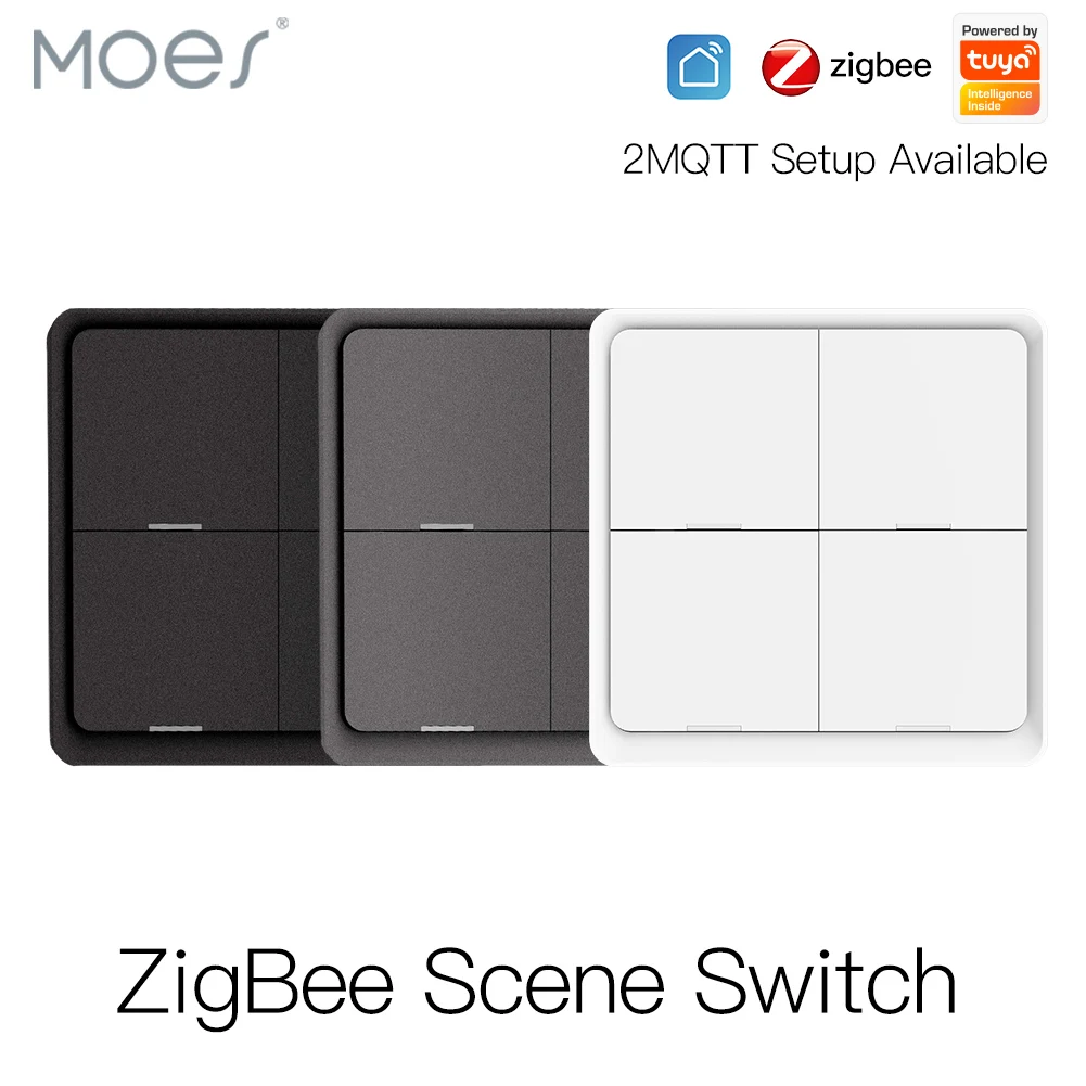 

Беспроводной кнопочный контроллер ZigBee, 4 клавиши, 12 сцен, с питанием от батареи, Настройка 2 МТТ, автоматизация, для устройств Tuya