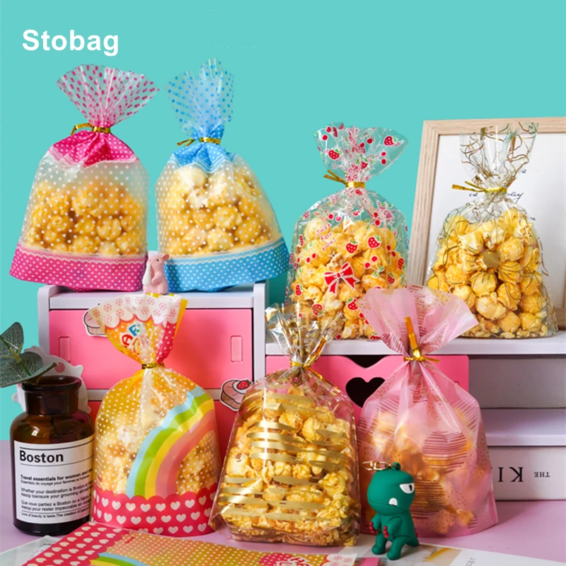 

StoBag 50pcs Transparent Plastic Gift Packaging PVC Bags Cellophane Clear Pouches Baking Biscuit Cookies Candy Party Supplies