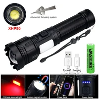super bright led flashlight usb type c rechargeable zoom powerful light torch with 18650 battery for camping hunting xhp5090