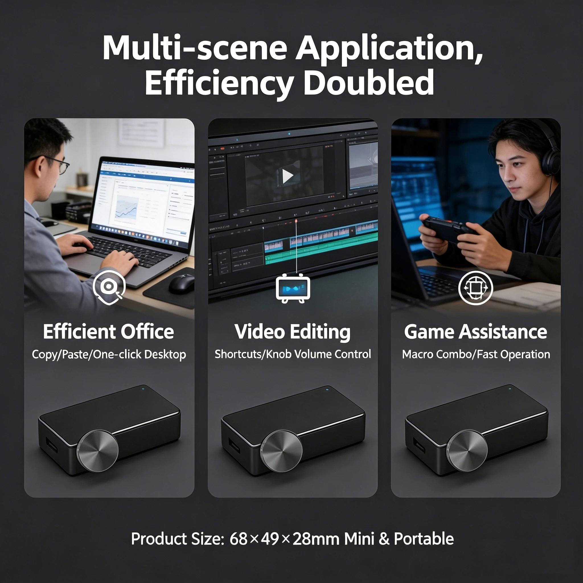 Портативная мини-игровая клавиатура RGB USB с проводным подключением, с функцией быстрого набора пароля одной кнопкой, многоклавишными комбинациями и возможностью горячей замены клавиш для игрофиса (art.: 3920db550ba92) - 3920db550ba92
