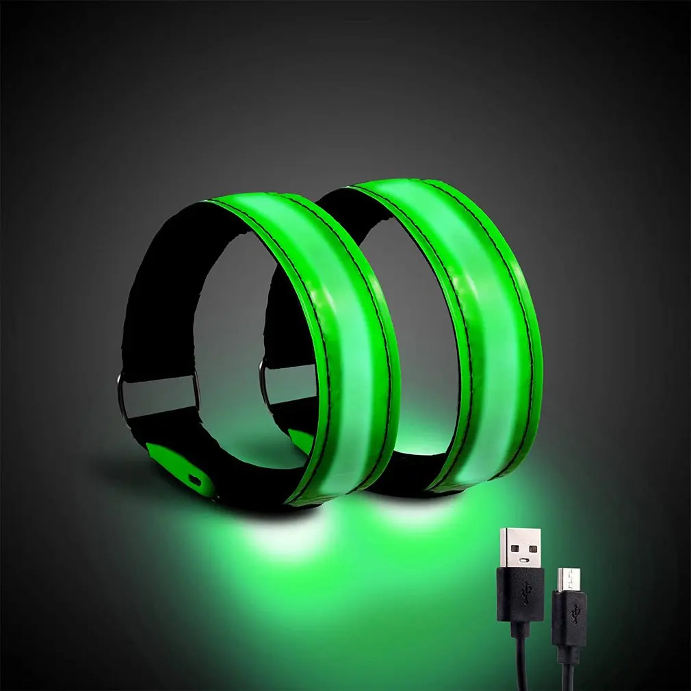 

1 Pair USB Charging LED Luminous Night Running Armband Bracelet Night Reflective Safety Belt Outdoor Sports Luminous Arm Band