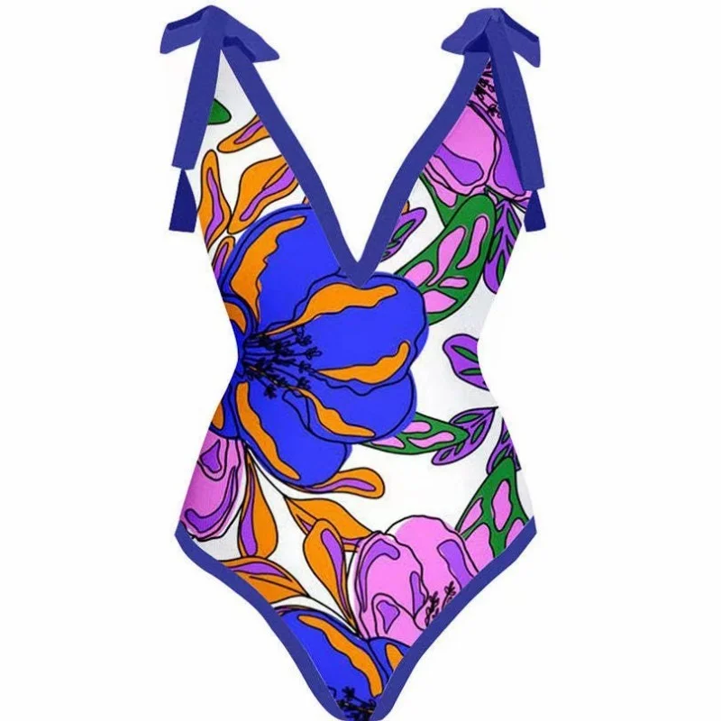 Two 2 Piece Sets Women Outfit Summer New Fashion Print One Piece Bikini And Asymmetrical Skirt Beach Swimming Matching Sets 2023
