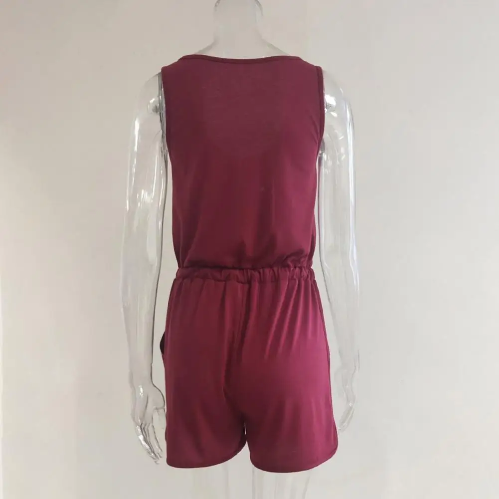 

Female Casual Off Shoulder Bandage Romper Ladies Beach Romper Solid Color for Party
