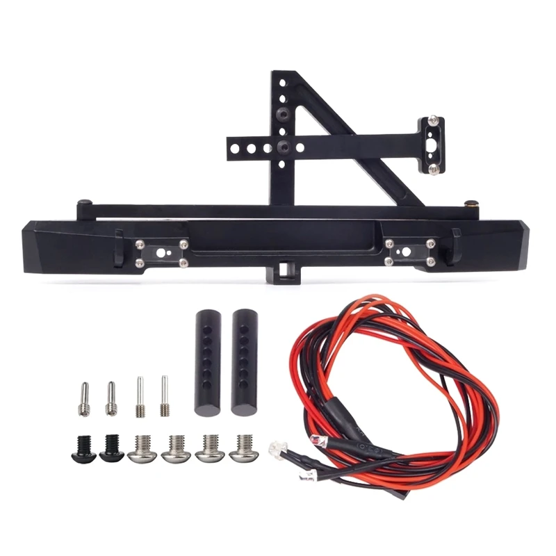 

Metal Rear Bumper With LED Lights For 1:10 RC Crawler Car Axial SCX10 90046 Traxxas TRX4 Upgrade Parts