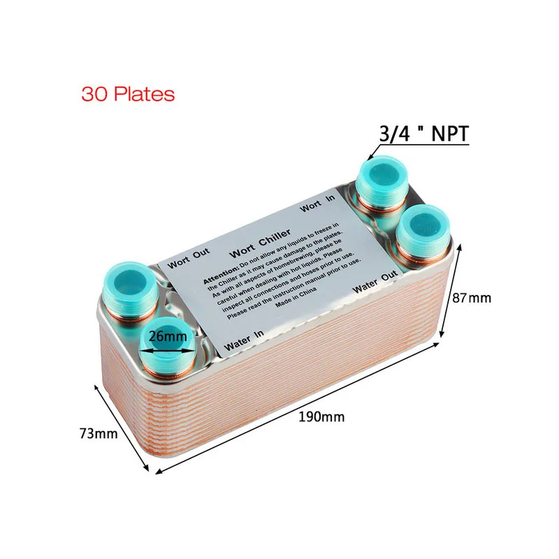 

30 Plates Wort Chiller ,Counterflow Heat Exchanger,Stainless Steel Beer Cooler,Super Efficient Cooling Tools For Homebrew