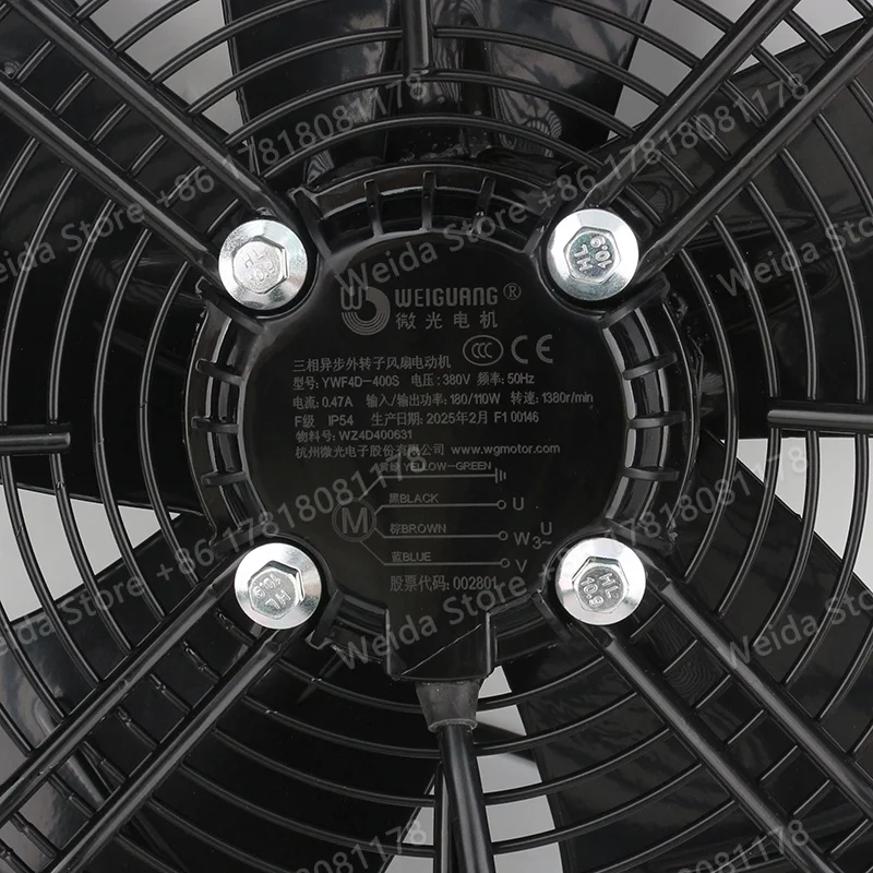 Фото Новый Оригинальный Вентилятор Охлаждения WEIGUANG AC 380V 0.47A 180W 50Hz для Холодильников и Конденсаторов, Сетчатый, Четырехпроводной, Модель YWF4D-400S №3