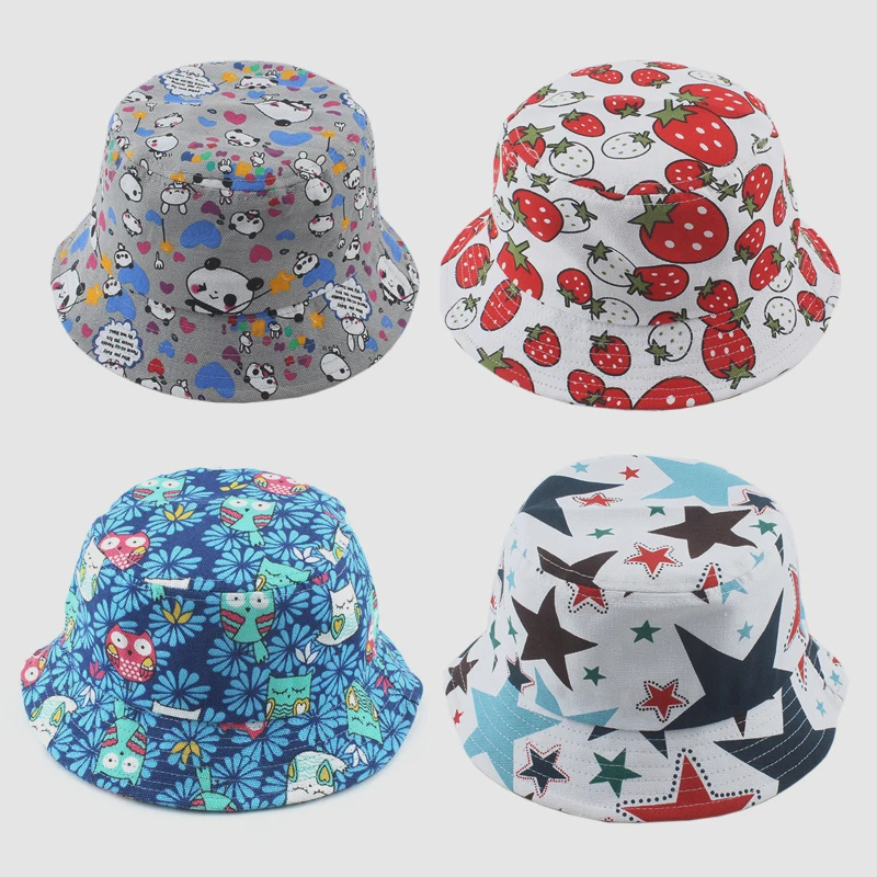 

Summer Breathable Cotton Bucket Hat For Kids Cartoon Print Cute Fisherman Hat Boys Girls Outdoor Beach Travel Sun Cap