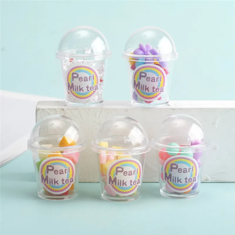 

Trendy 5pcs/lot Mixed Simulation Milk Tea Cup Butterfly Pendant DIY Keychain for Jewelry Making Accessories