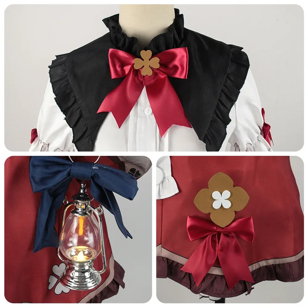 GenshinImpact Klee Blossoming Starlight Детский Косплей Ведьма Костюм Парик Обувь Платье Девушки