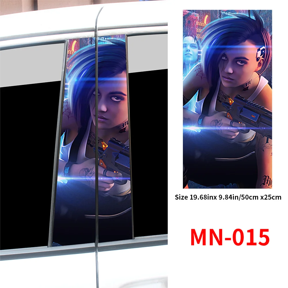 Cyberpunk Beauty Eyes Car Stickers B-pillar Vinyl Decals Waterproof Auto Center Pillar Sticker Cover Scratches Vehicle Decor