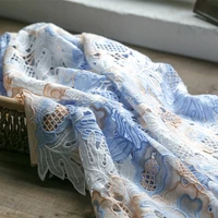 heavy industry water soluble lace fabric blue and white embroidered fabric dress cheongsam fabric