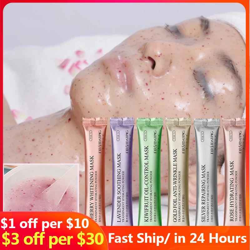 

5PCS Collagen Rose Hyaluronic Acid Soft Mask Powder Face Mask Anti Aging Anti Wrinkle Peel Off Rubber Facial Mask