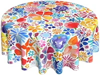 watercolour floral round table clothstain wrinkle resistant washable polyester 60 inch tablecloth for dining tabl