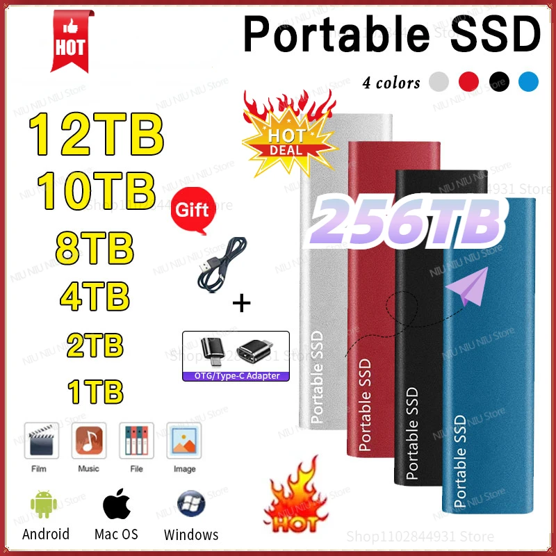 

High-Speed Mobile External Hard Disk For Laptop Desktop Computer Interface USB3.1/Type-C Memory 4TB 6TB 8TB 12TB 16TB 26TB 30TB