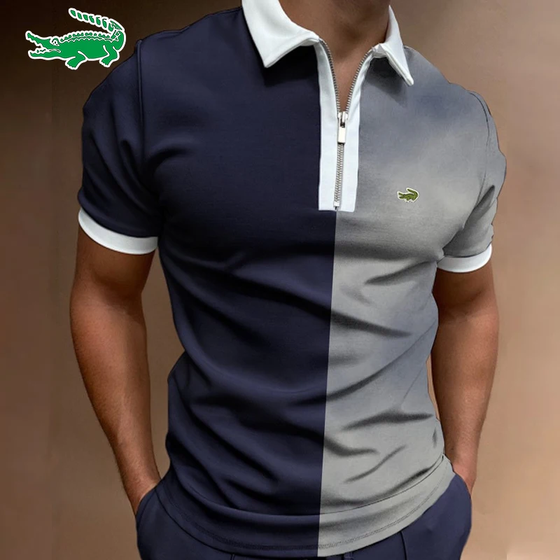 

High Quality New Design Summer Mens Polos Shirts Casual Short Sleeve Brand Polos Hommes Fashion Clothing Tops Zipper POLO