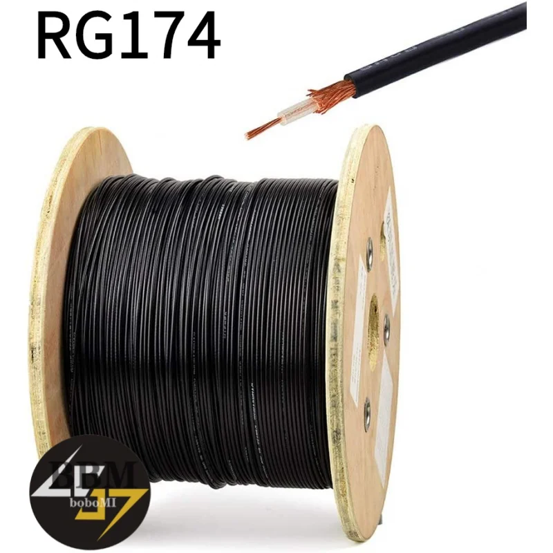 RG174 coaxial cable black 50 ohm mini Rg-174 bare wire is suitable for radio cable or DIY antenna cable