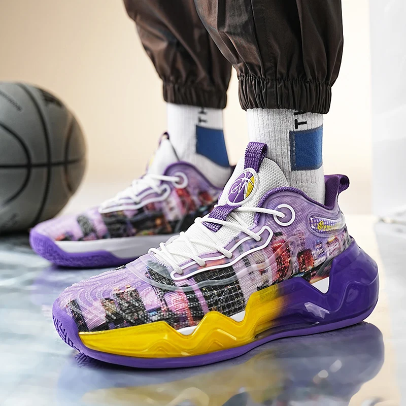 Brand Fashion High-top Sneakers Basketball Men Professional Chunky Sneakers for Men Trainers Breathable Mesh Sports Shoes Men