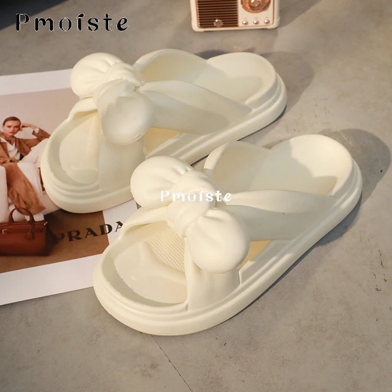 Women's Bowknot Slippers Platform Cute Soft Summer Shoes Comfortable Bathroom Designer Slides Indoor 2023 EVA Slipper Non-slip