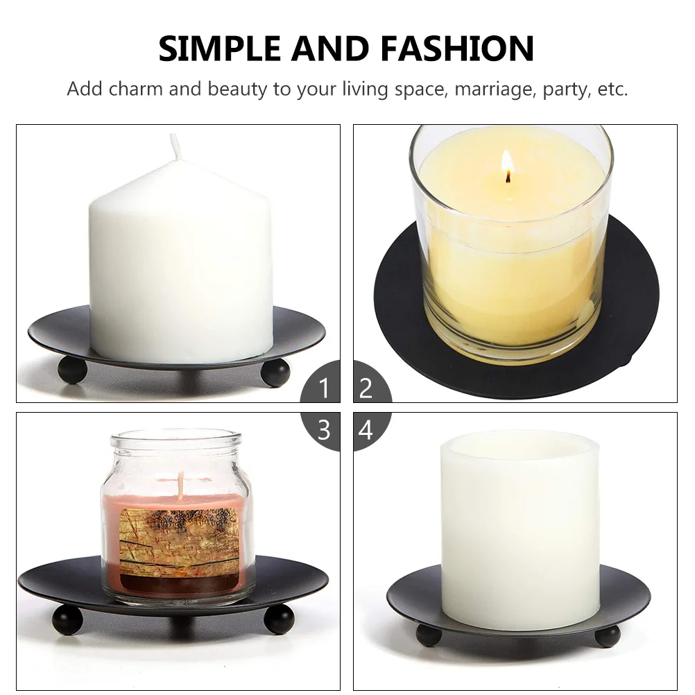 

Holder Plate Iron Pillar Stand Holders Candlestick Trayfor Metal Black Plates Wax Jar Votive Centerpiece Tealight Table Rustic