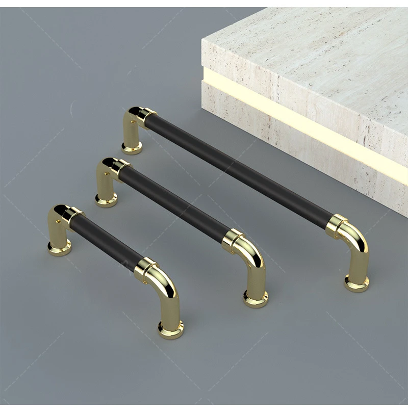 

Light luxury kitchen cabinet door knob, black metal color blocking, modern minimalist wardrobe drawer handle