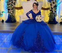 sparkly royal blue quinceanera dresses vestido de 15 anos beads sequin sweet 16 dress masquerade prom birthday party gown