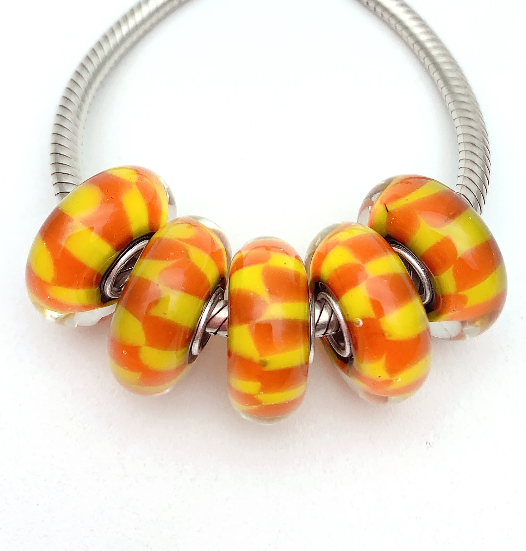 

XHYG399 5X 100% Authenticity S925 Sterling Silver Beads Murano GlassBeads Fit European Charms Bracelet Diy Jewelry Lampwork