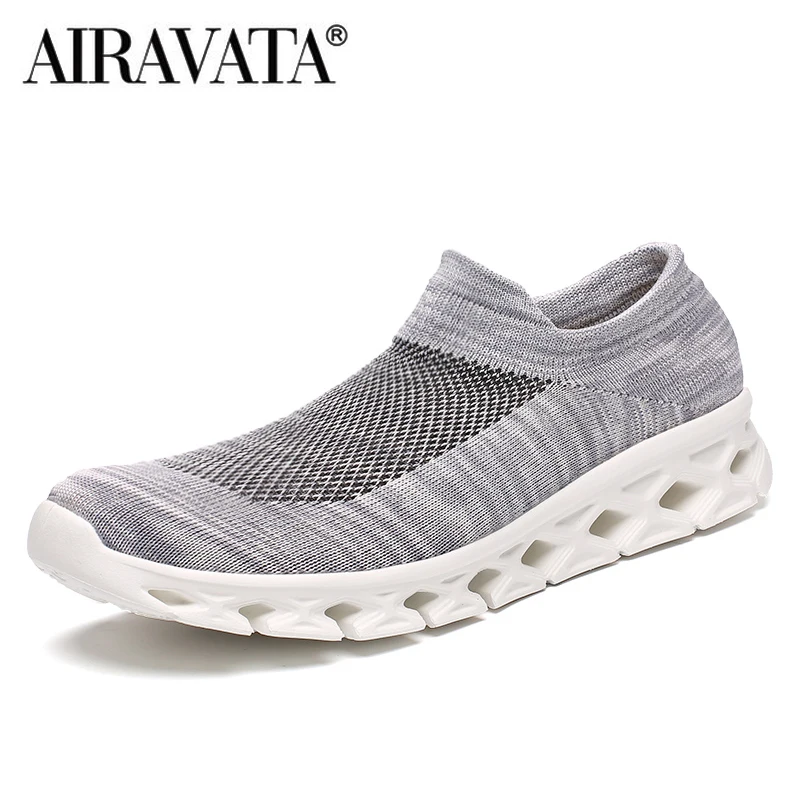 Unisex Walking Shoes Summer Knitted Loafers Sports Sneakers Breathable Lightweight Soft Travel Socks Shoes Plus Size 36-46