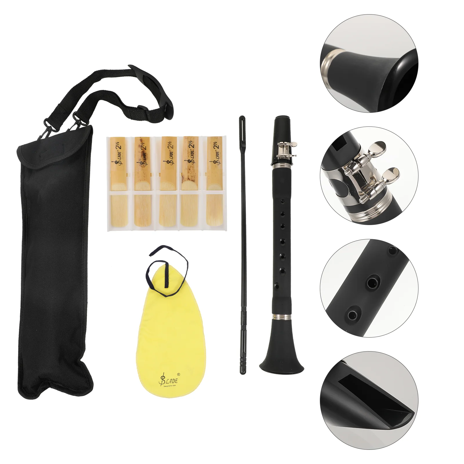 

Beginner Student Amateurs Wind Instrument Pocket Size Keyless Clarinet with Reed