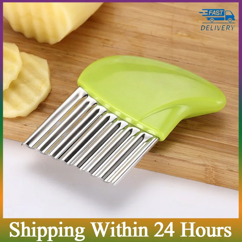 

Newly Potato French Fry Cutter Stainless Steel Serrated Blade Slicing Vegetable Fruits Slicer Wave Knife Chopper Kitchen Tools