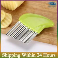 newly potato french fry cutter stainless steel serrated blade slicing vegetable fruits slicer wave knife chopper kitchen tools