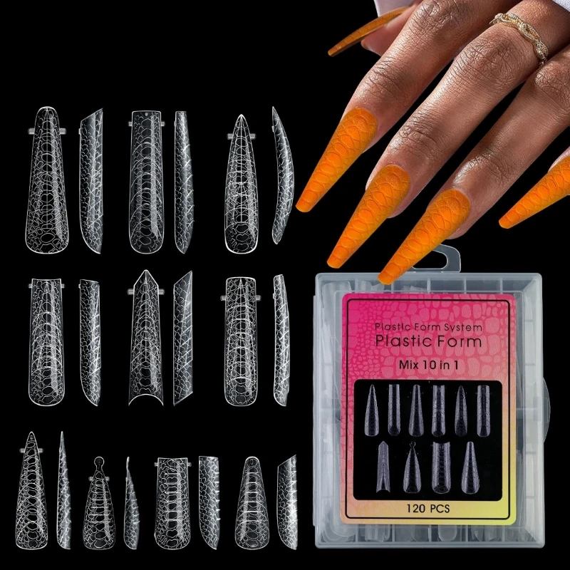 10 в 1 Наращивание накладных ногтей со змеиным узором Нажмите на ногти Полное