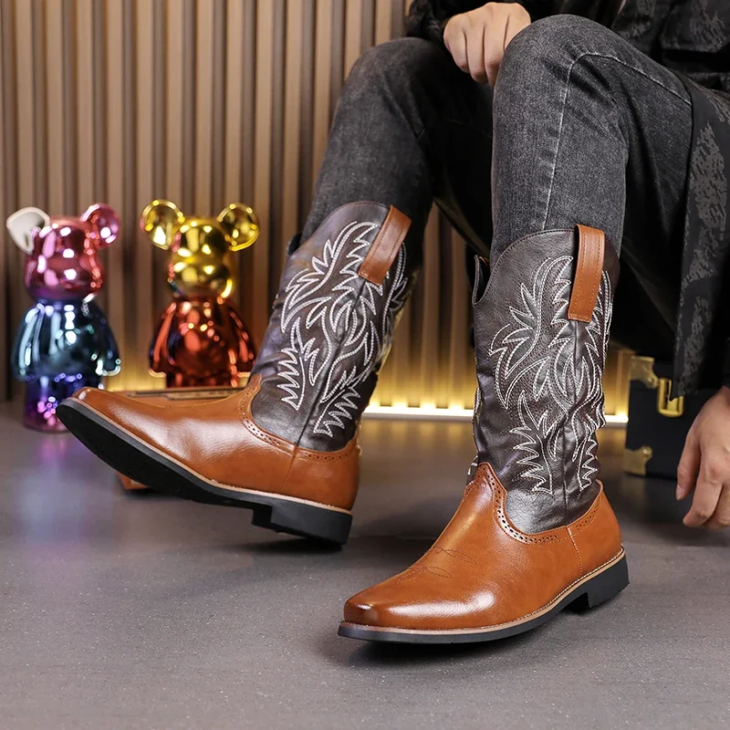 Классические ботинки для мужчин в ковбойском стиле размер 39 - 46 цвет ассортименте