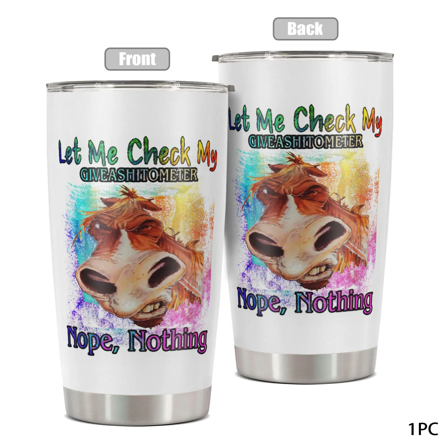 Бутылка Для Воды Из Нержавеющей Стали На 20 Унций С Крышкой Забавный Принт Лошади