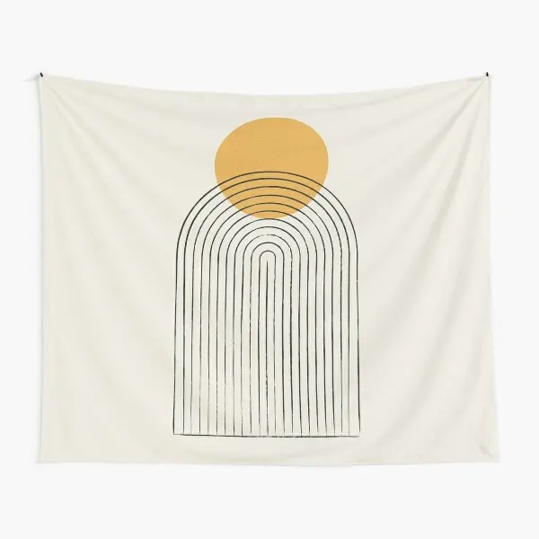 Гобелен с абстрактным изображением солнца и гор среднего века цветное красивое