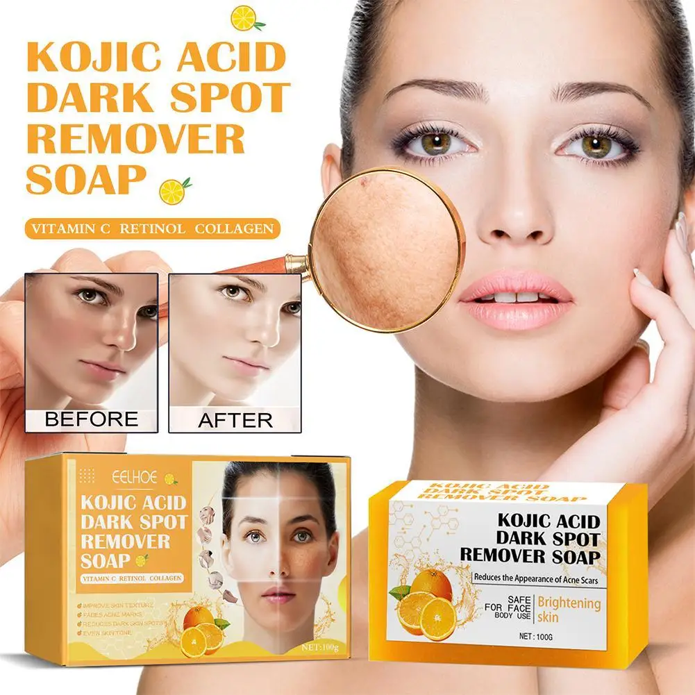 

Kojic Acid Soap Cleansing Face Pores Exfoliating Lightening Black Spots Hand Made Skin Deep Cleaning Whitening Soap
