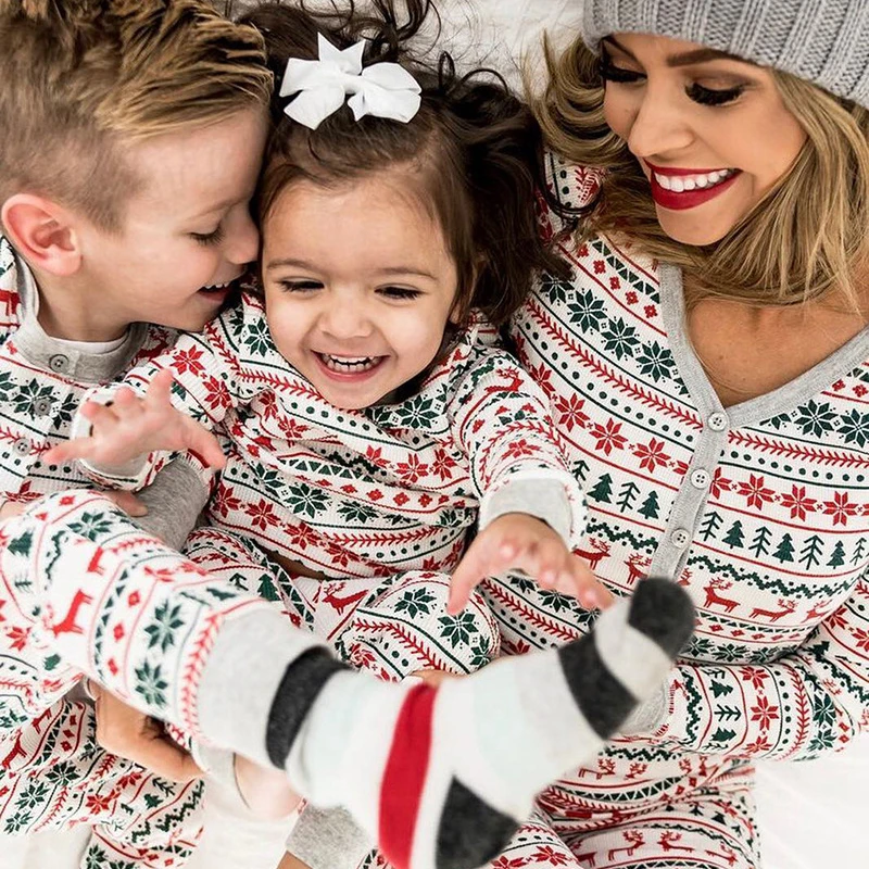 

2023 Family Matching Clothes Christmas Pajamas Set Mother Father Kids Son Matching Outfits Baby Girl Rompers Sleepwear Pyjamas