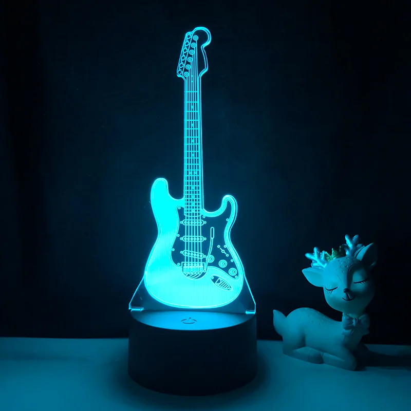 

Musical Instrument Baby Night Light Led Bedroom Decor Light Guitar Gift for Kids Girls Table Usb 3D Lamp Bass 7/16 Colors Change