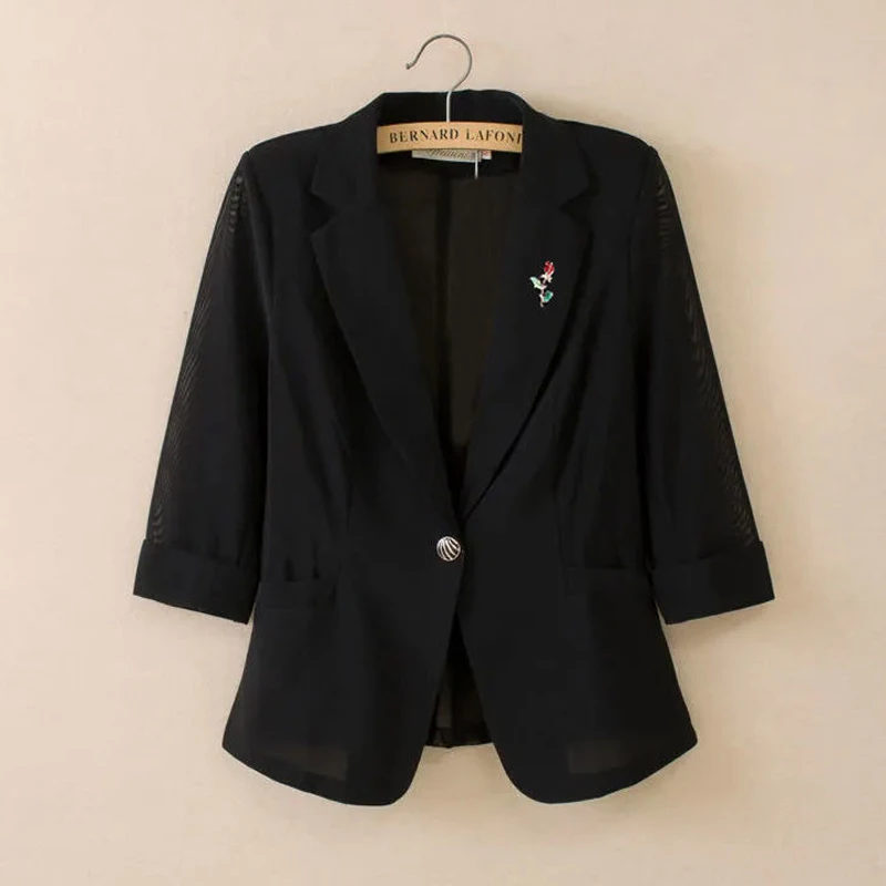 Elegant Fashion Blazers Skinny Notched Three Quarter Sleeve Temperament Solid Color Button Business Casual Women's Clothing 2023