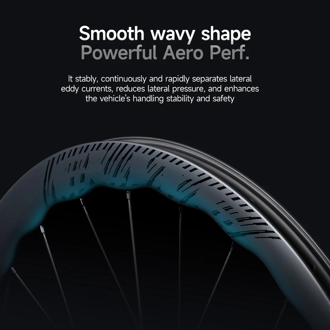 Фото ELITEWHEELS FLOW Дорожный дисковый тормоз 36T Трещотка Велосипедная волна 40/45 мм Колеса AERO 700C Карбоновая колесная пара №3