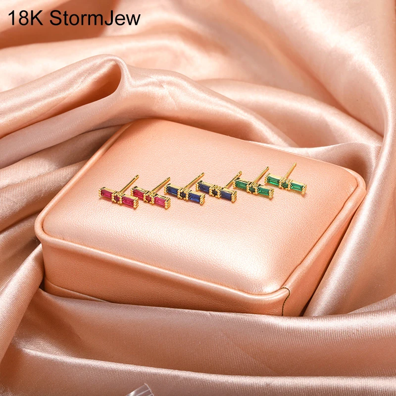 

Trapezoidal Zircon Stud Earrings For Women Rectangle Earrings Simple Fashion Piercing Ear Accessories Luxury Wedding Jewelry