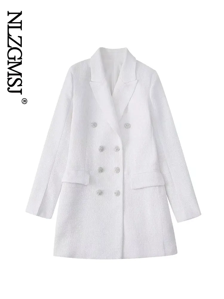 

Nlzgmsj Za 2022 Women Fashion Double Breasted Spring Autumn Blazer Coat Vintage Long Sleeve Pockets Female Outerwear Chic Tops