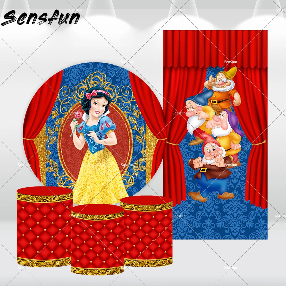 Красный Снежный белый принцесса круглый фон для девочек 1-й День Рождения Декор