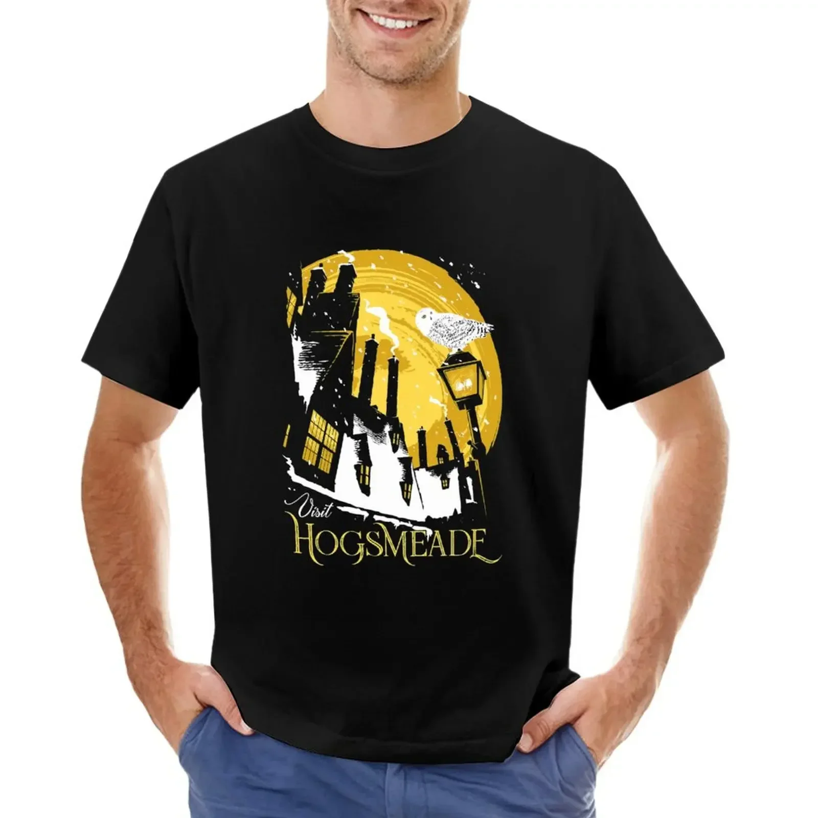 Летняя желтая футболка визит Hogsmeade винтажные топы мужская одежда