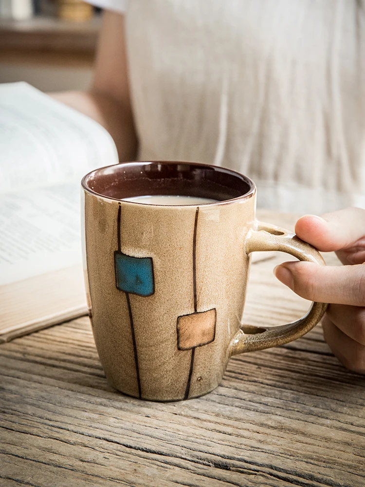 Керамическая чашка в американском стиле с ложкой 350 мл